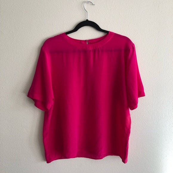 Vintage 100% Silk Hot Pink Top - Picture 2 of 5
